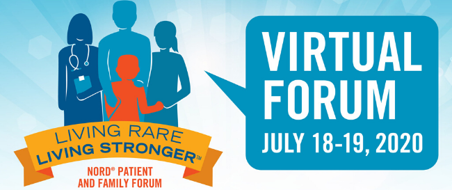A banner for NORD's virtual patient and family forum.
